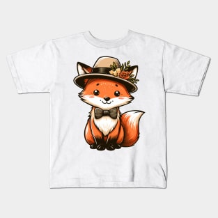 Stylish Fox with Hat Kids T-Shirt